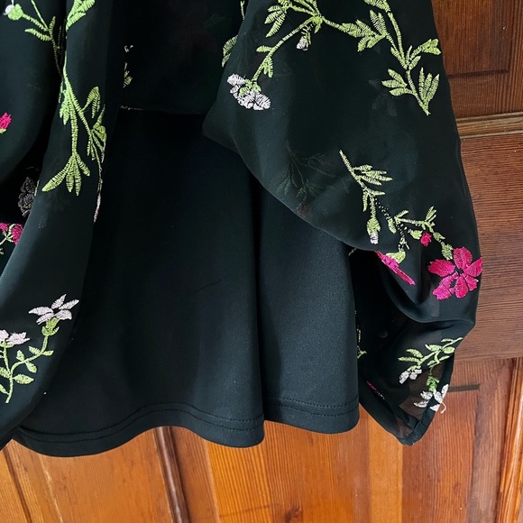 Tommy Hilfiger Black Floral Embroidered Dress Midi Cocktail Party Work Wear Boho - Picture 5 of 11